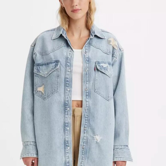 LEVI'S Dylan Oversize Western Denim Shirt In Shes Crafty X - Picture 1 of 3